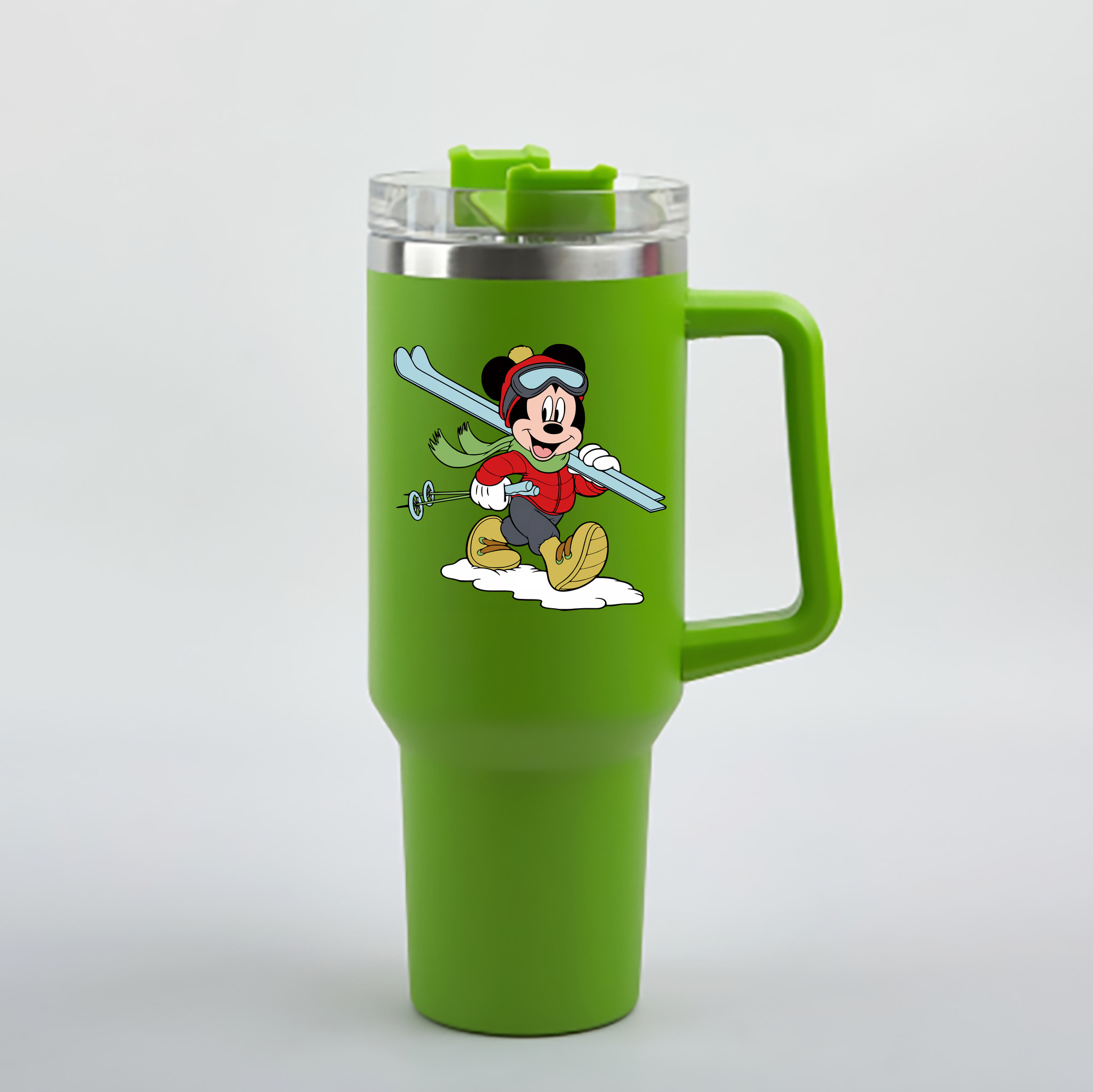 （画像用） ミッキーマウス Mickey Mouse 1200mL車用タンブラー - クリスタルステッカー（プラスチックストロー付き）